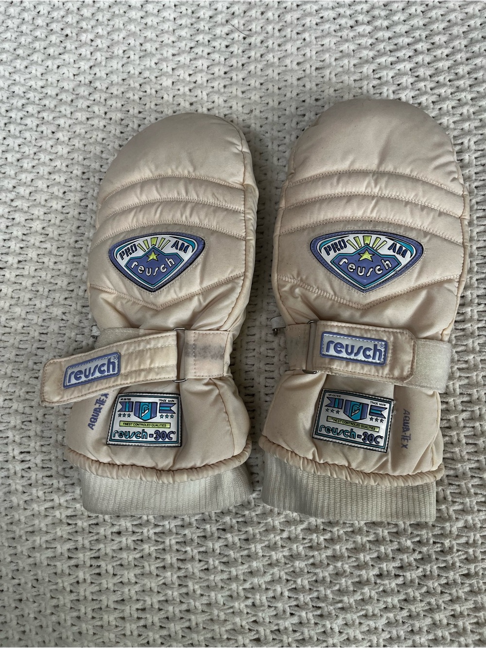 Reusch-30 C Pro AM Aqua Tex Cream Mittens Unisex Size 7 1/2 Lined See Photos